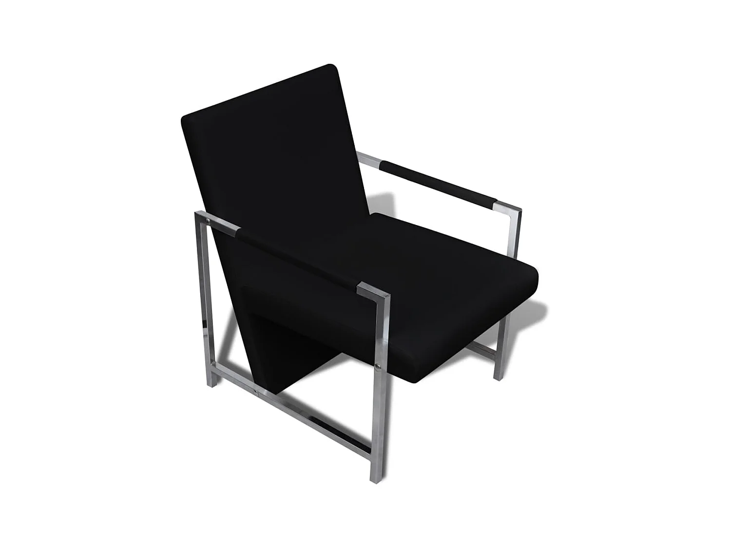 Fauteuils Lot de 2 avec cadre chromé noir similicuir SEF73339
