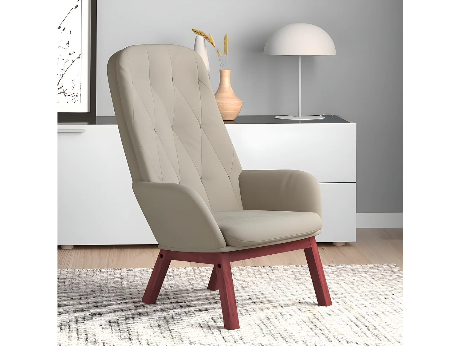Fauteuil droit Gris clair Velours OIU9882