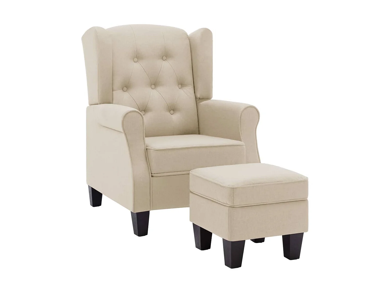 Fauteuil avec repose-pied Crème Tissu SEF17342