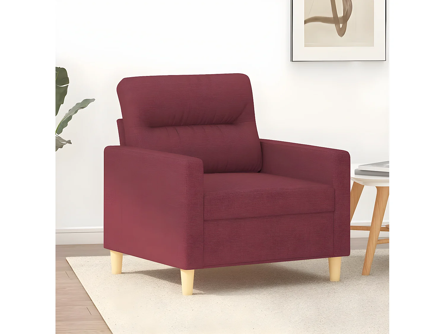Fauteuil de salon Rouge bordeaux 60 cm Tissu OLA8213
