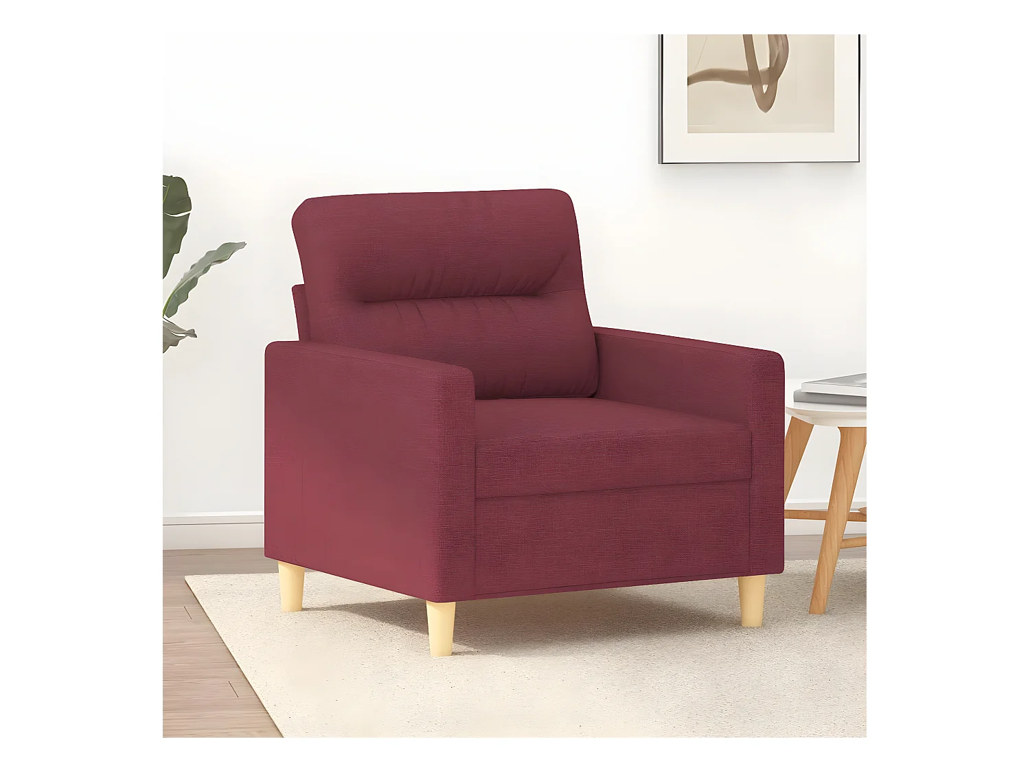 Fauteuil de salon Rouge bordeaux 60 cm Tissu OLA8213