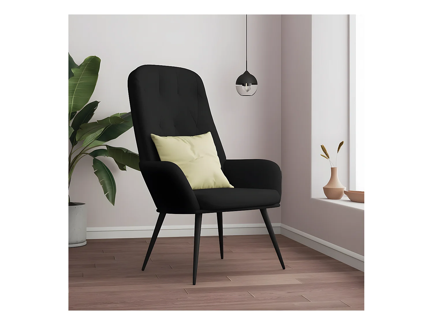 Fauteuil droit Noir Velours OIU7248