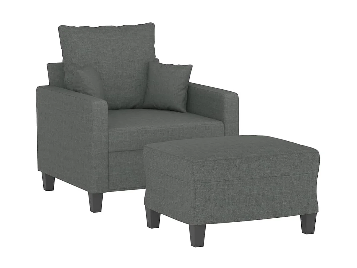 Fauteuil avec repose-pied Gris foncé 60 cm Tissu FVBB33945