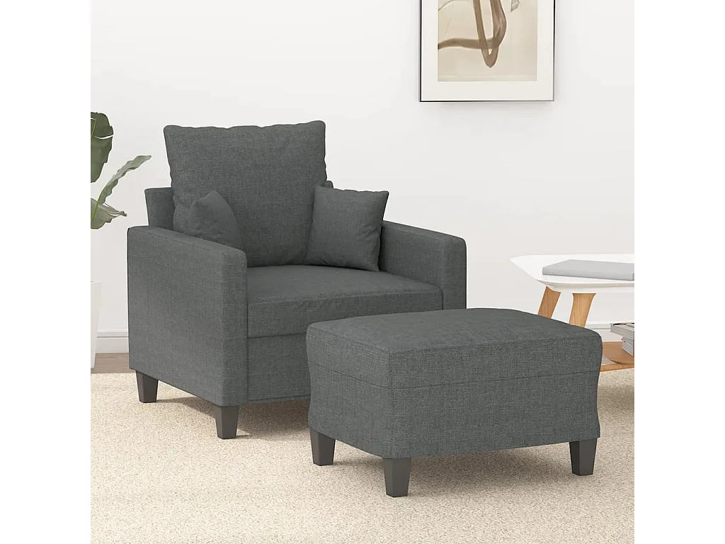 Fauteuil met voetenbank 60 cm stof donkergrijs NL799506