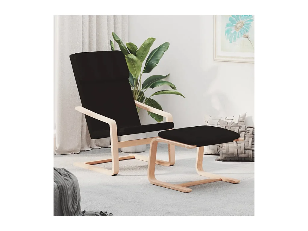 Fauteuil droit avec repose-pied Noir Tissu LSJ2854