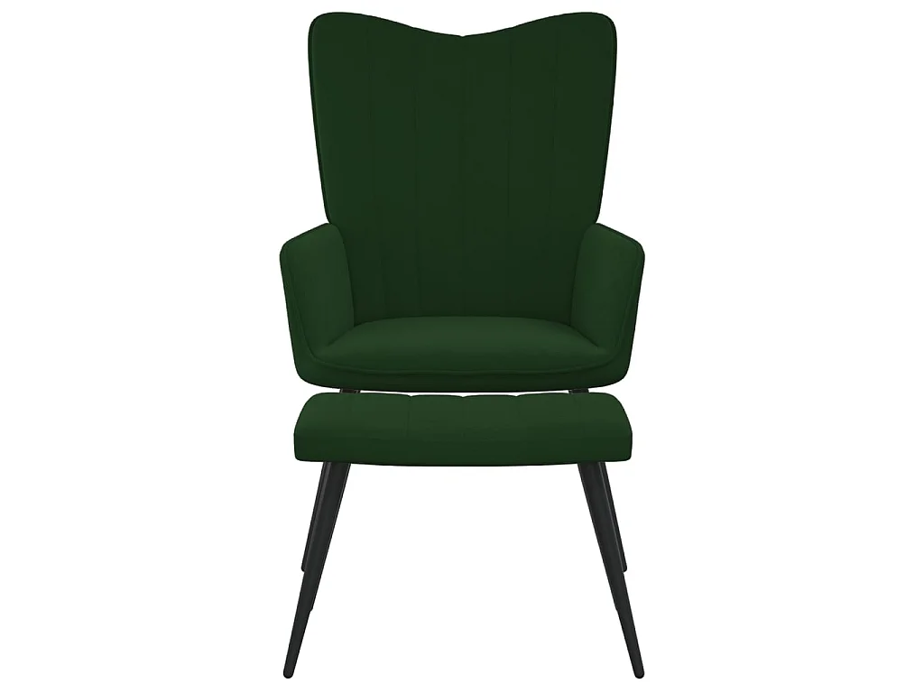 Fauteuil droit avec repose-pied Vert foncé Velours LSJ8255