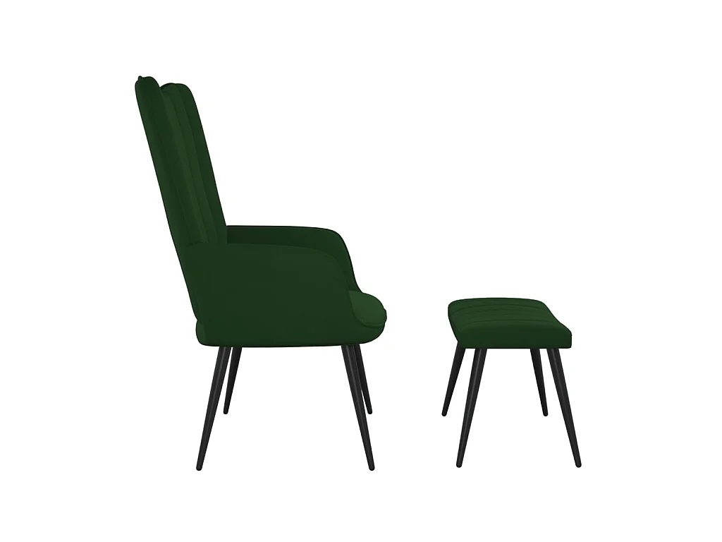 Fauteuil droit avec repose-pied Vert foncé Velours LSJ8255