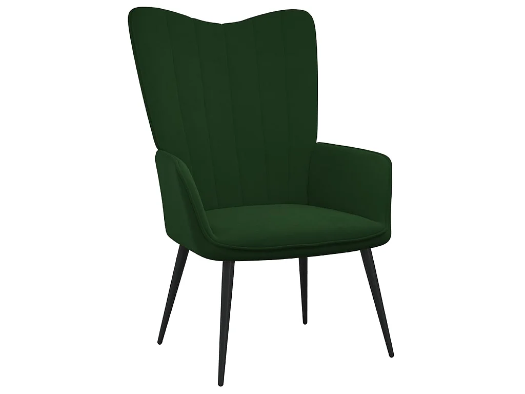 Silla de relajación con taburete terciopelo verde oscuro ES24598
