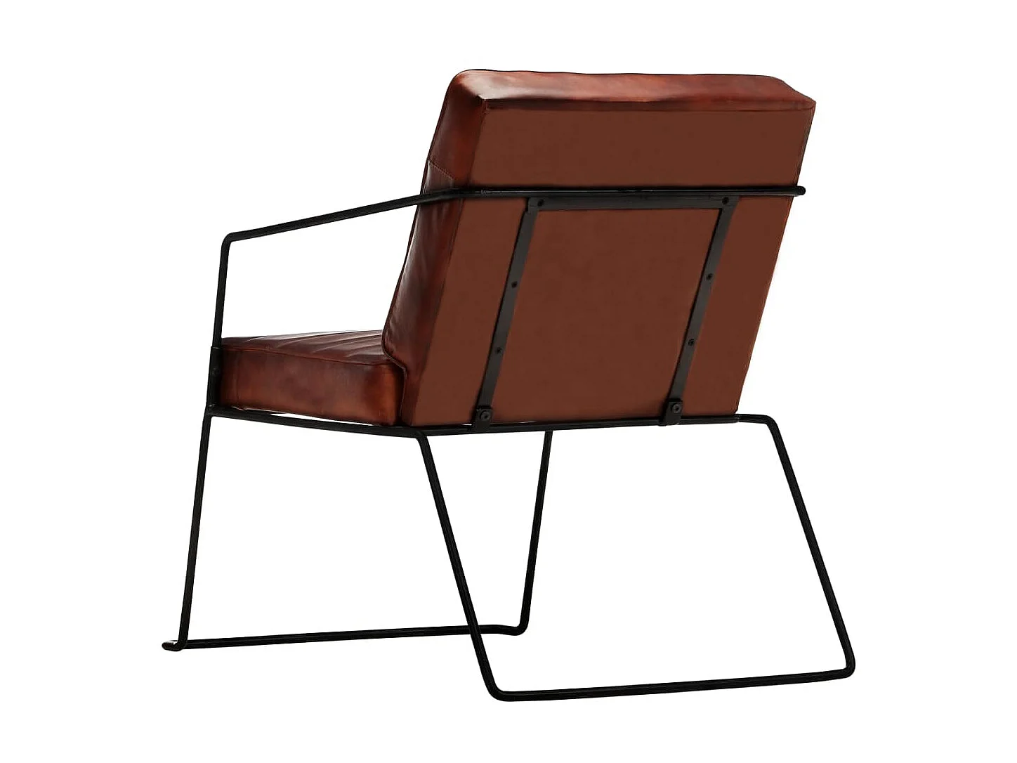 Sillón de cuero auténtico marrón oscuro ES52133