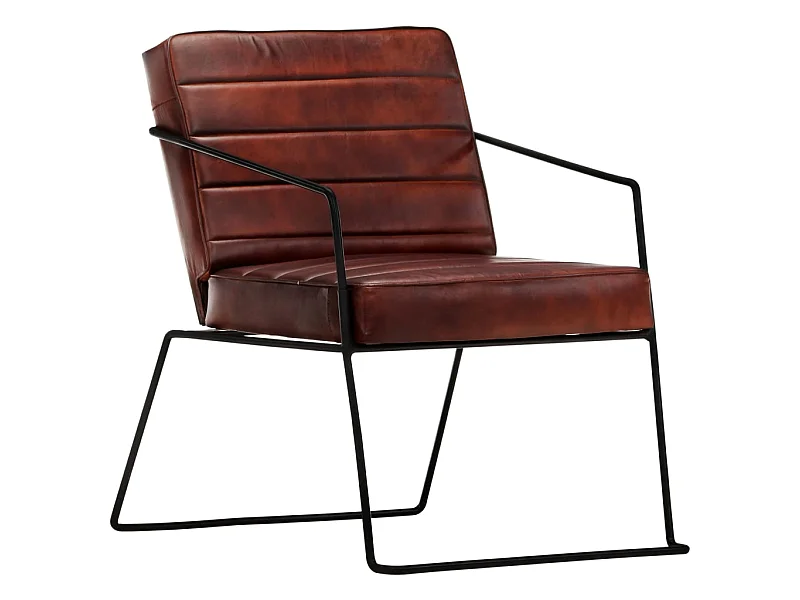 Fauteuil droit Marron foncé Cuir véritable SEF85619