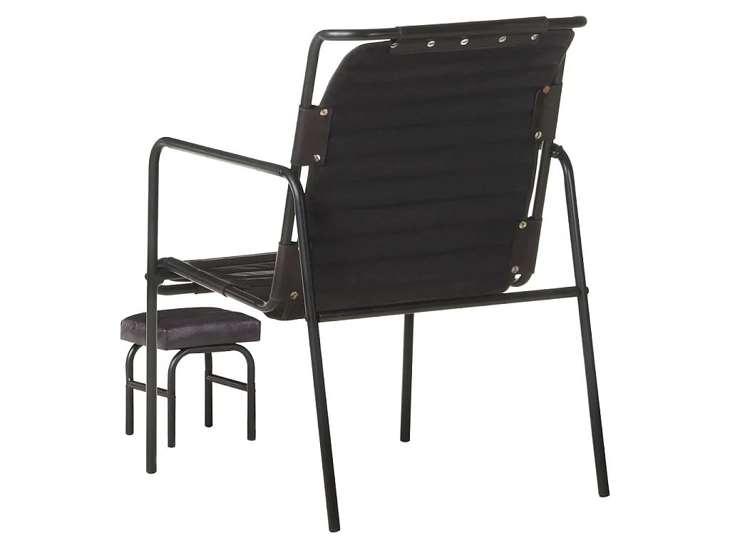 Relaxsessel | Fernsehsessel mit Fußhocker Schwarz Echtleder -gkd517832