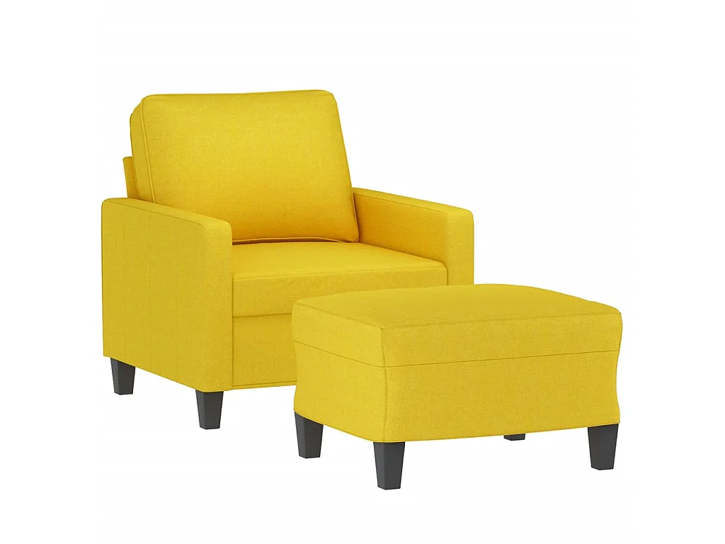 Sillón con taburete tela amarillo claro 60 cm ES51043