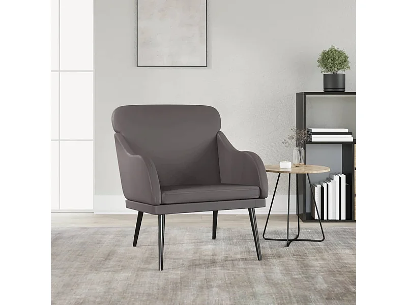 Fauteuil droit Gris 63x76x80 cm Similicuir SEF95754