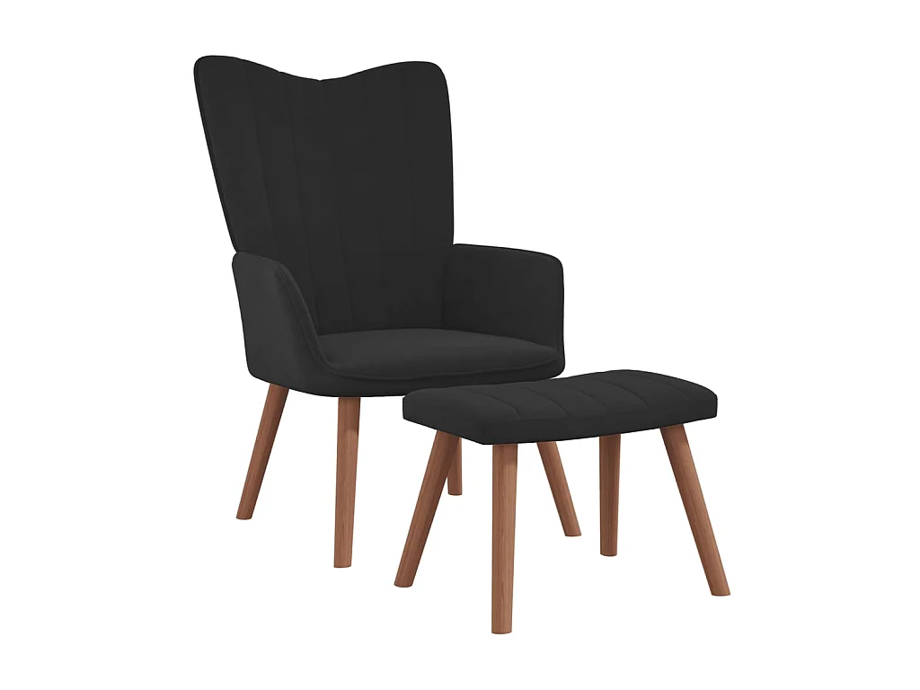 Fauteuil droit avec repose-pied Noir Velours LSJ4085