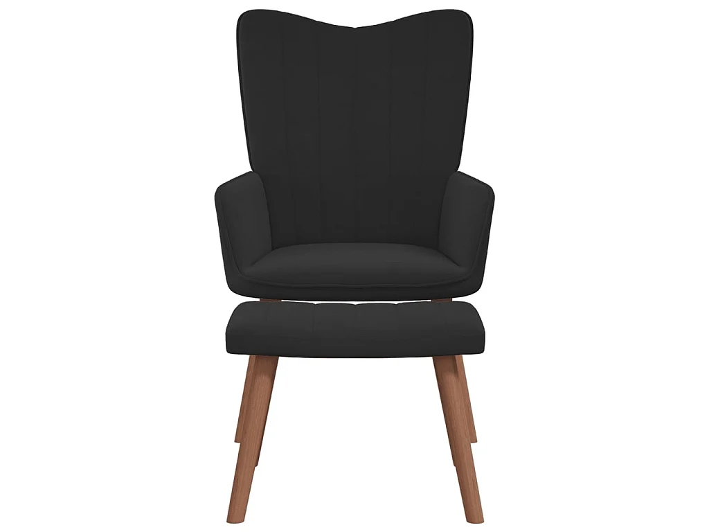 Fauteuil droit avec repose-pied Noir Velours LSJ4085