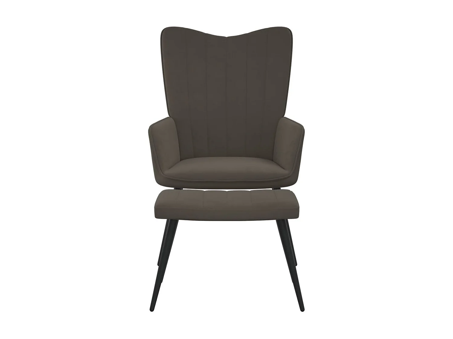 Silla de relajación con taburete terciopelo gris oscuro ES80084