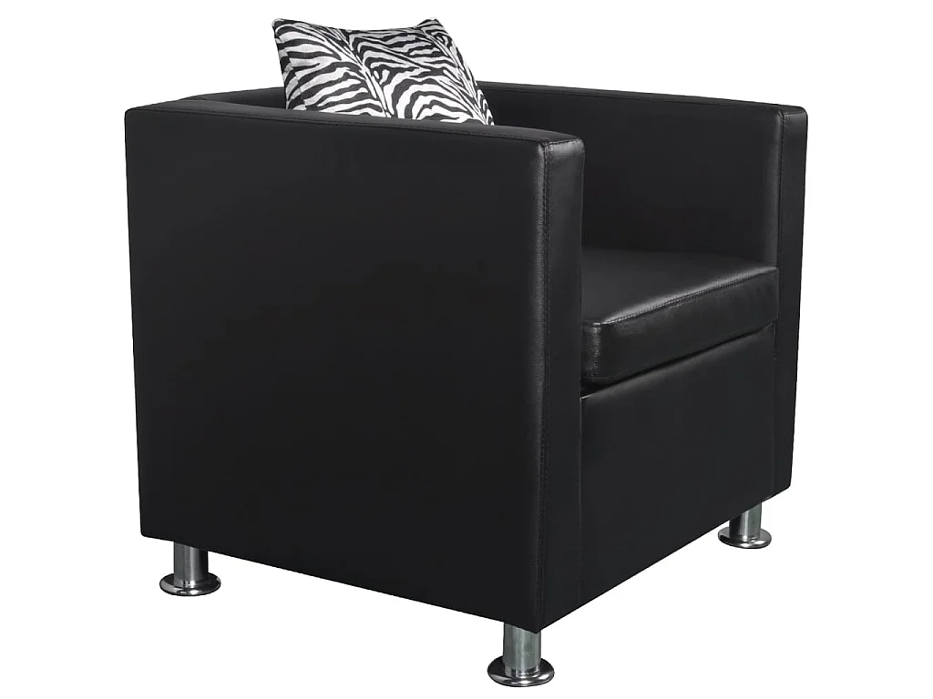 Sillón de cuero sintético negro ES93893