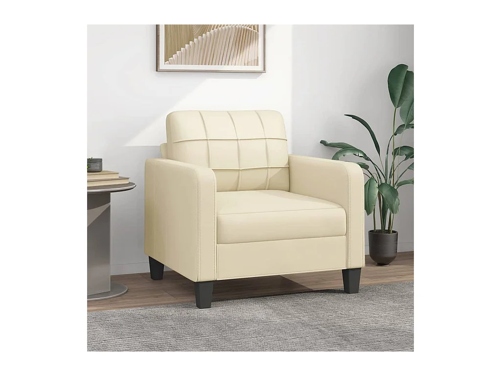 Fauteuil Salon Crème 60 cm Similicuir LQD6492
