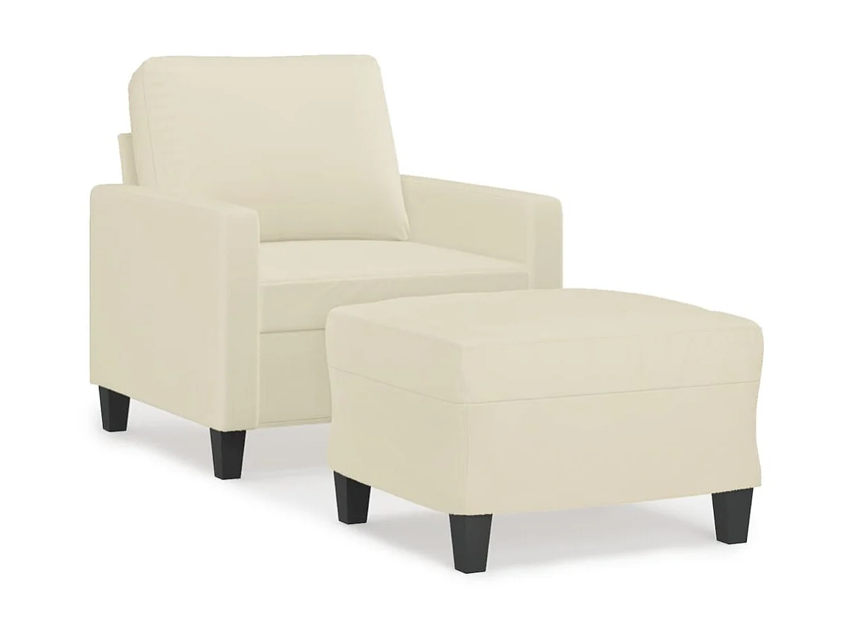 Poltrona com apoio de pés couro artificial 60 cm cor creme PT895292