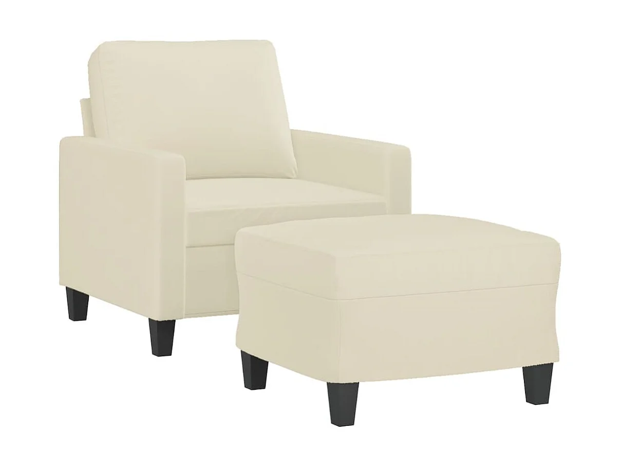 Poltrona com apoio de pés couro artificial 60 cm cor creme PT895292