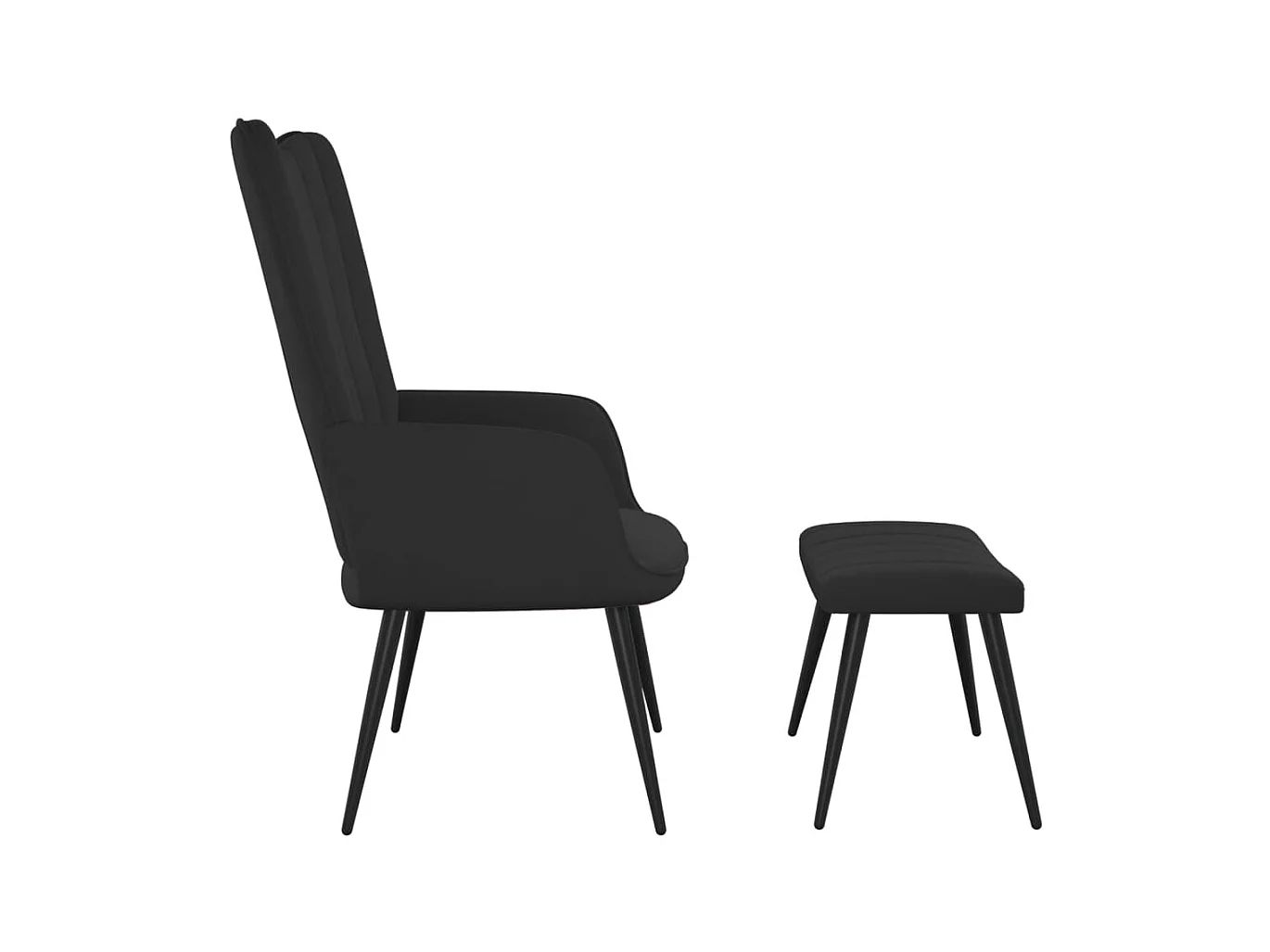 Fauteuil droit avec repose-pied Noir Velours LSJ1579