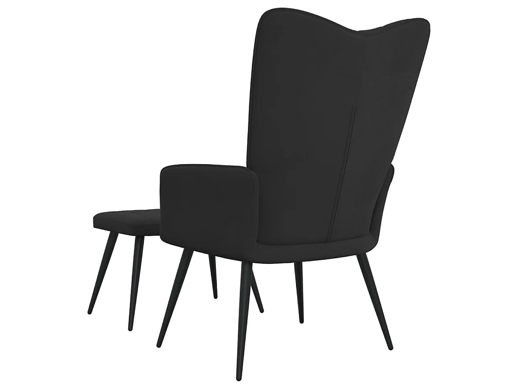 Sillón de relax con taburete terciopelo negro ES759875