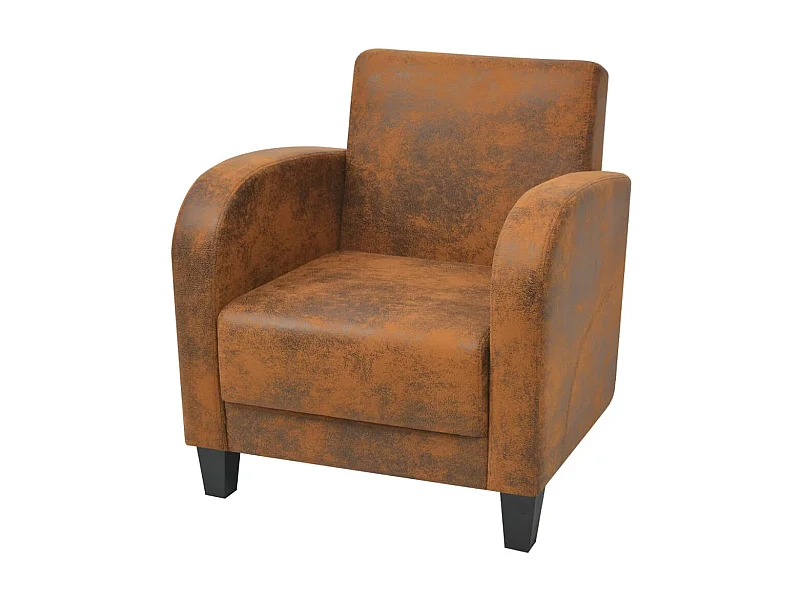 Sillón de piel de ante artificial marrón ES57848