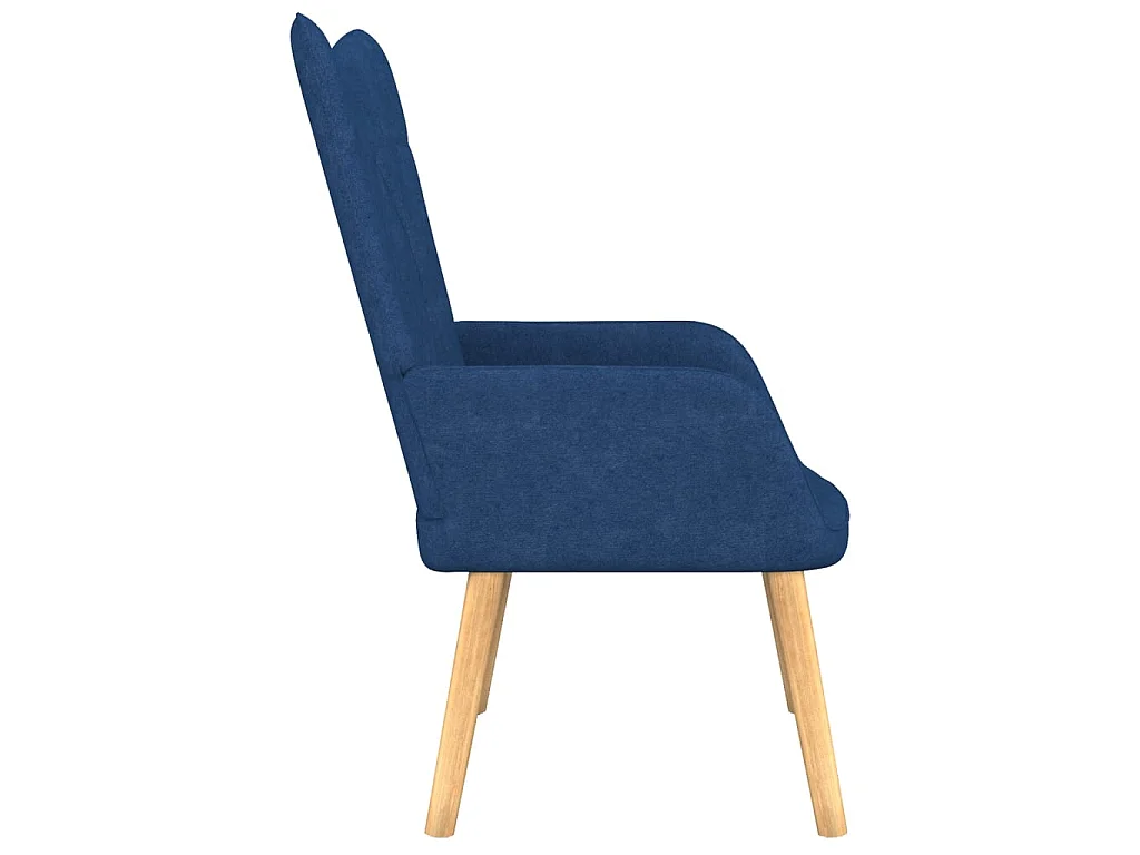 Fauteuil droit avec tabouret Bleu Tissu LSJ8551