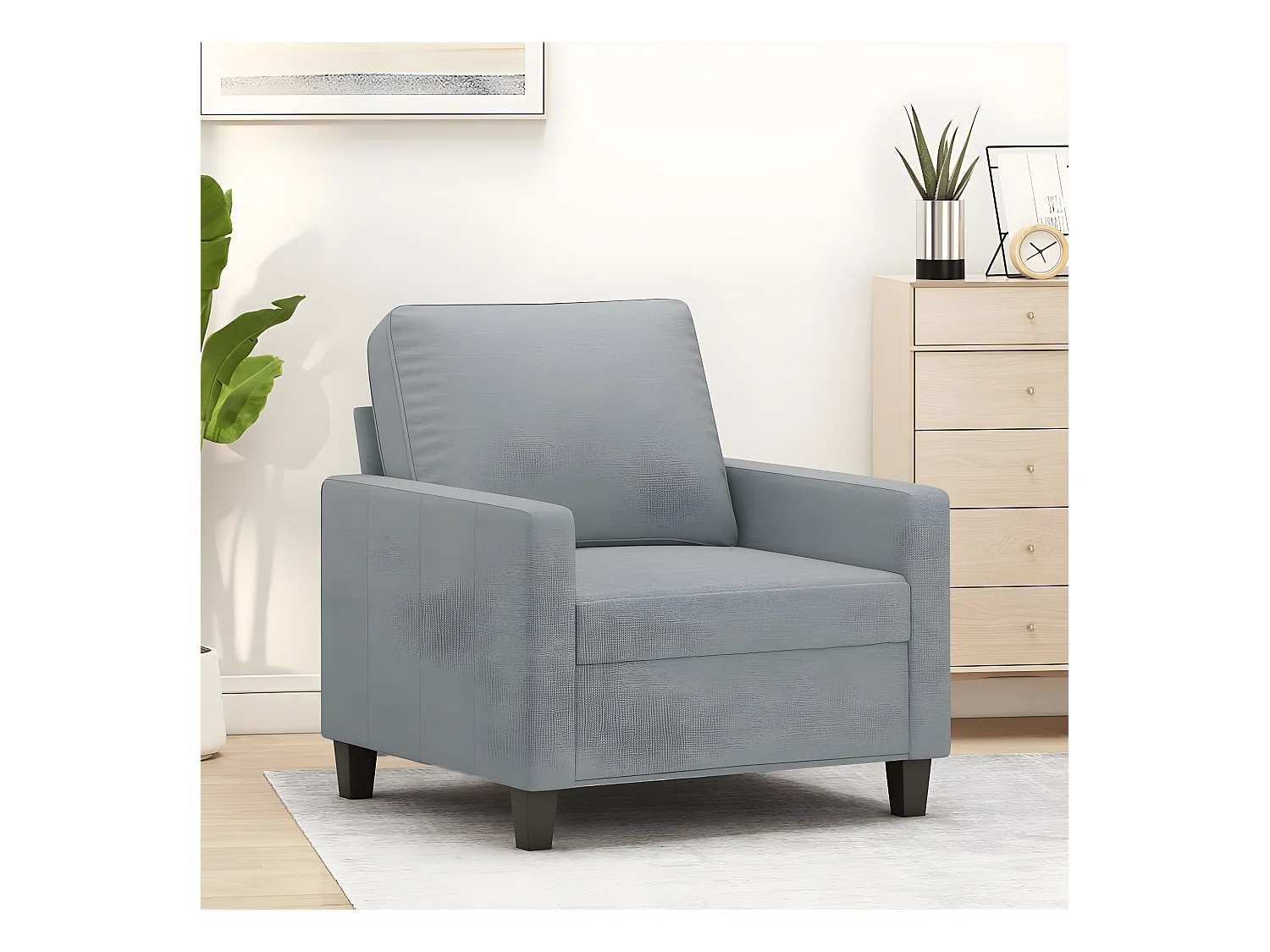 Fauteuil de salon Gris clair 60 cm Tissu FVBB56808