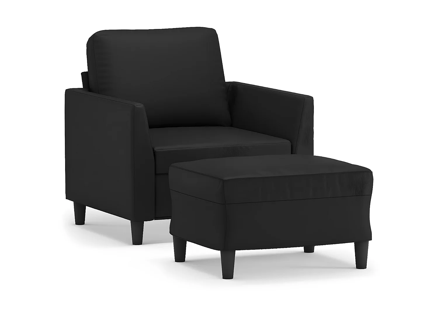 Sillón con taburete cuero sintético negro 60 cm ES95048