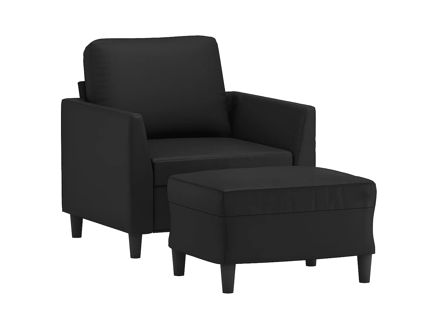 Poltrona com apoio de pés couro artificial 60 cm preto PT231396