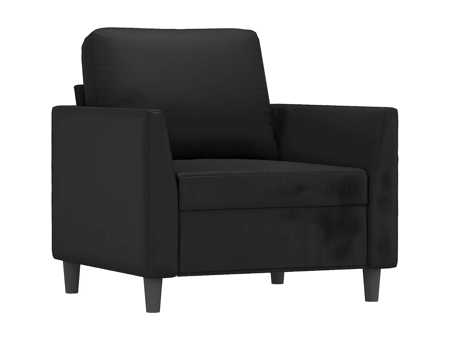 Poltrona com apoio de pés couro artificial 60 cm preto PT231396