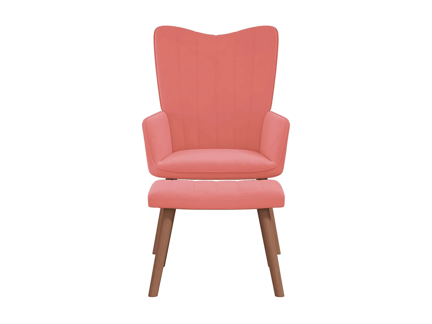Fauteuil droit avec repose-pied Rose Velours LSJ7169