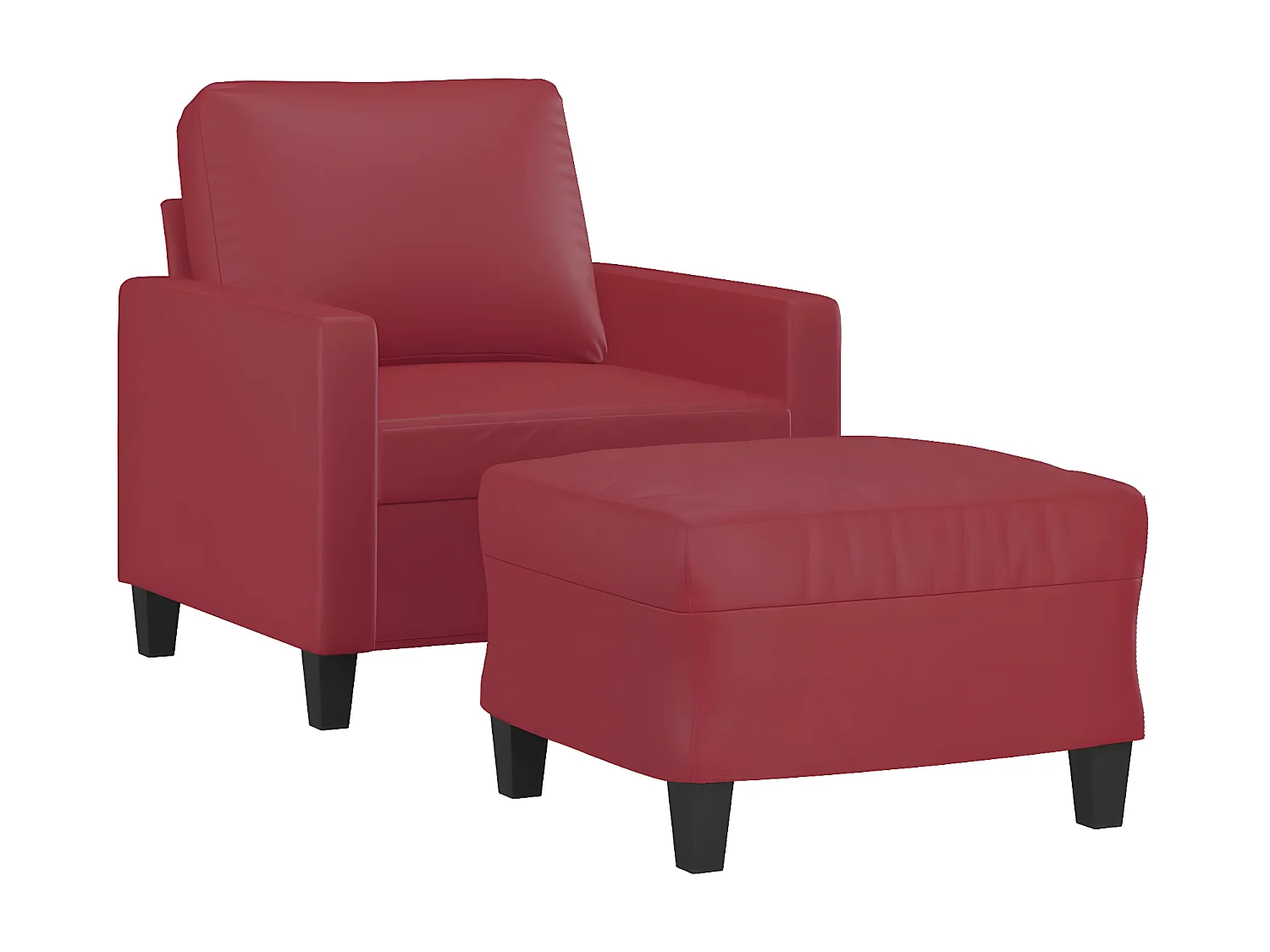 Fauteuil avec repose-pied Confortable Rouge bordeaux 60 cm Similicuir LQD9266
