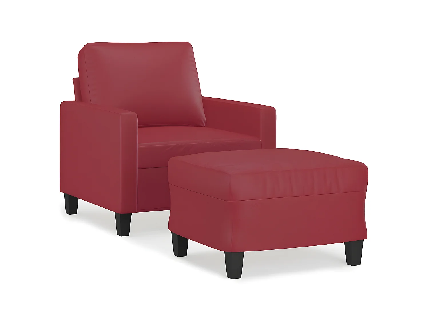 Fauteuil avec repose-pied Confortable Rouge bordeaux 60 cm Similicuir LQD9266