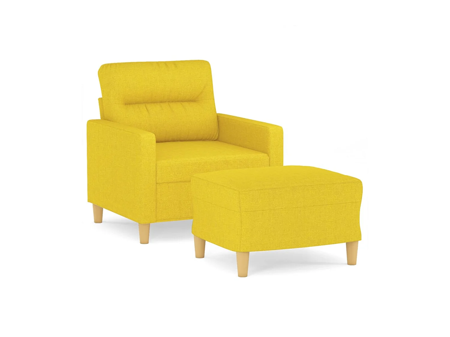 Sillón con taburete tela amarillo claro 60 cm ES70864