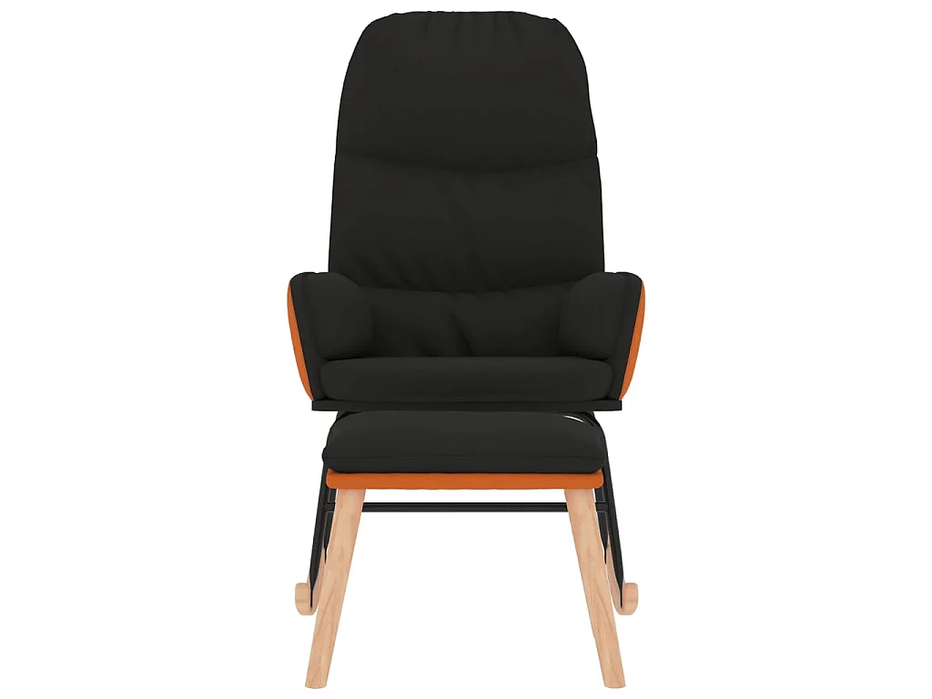 Fauteuil à bascule avec repose-pied Noir Tissu BE25175