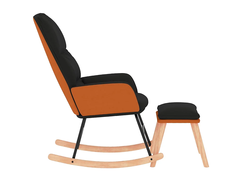 Fauteuil à bascule avec repose-pied Noir Tissu BE25175