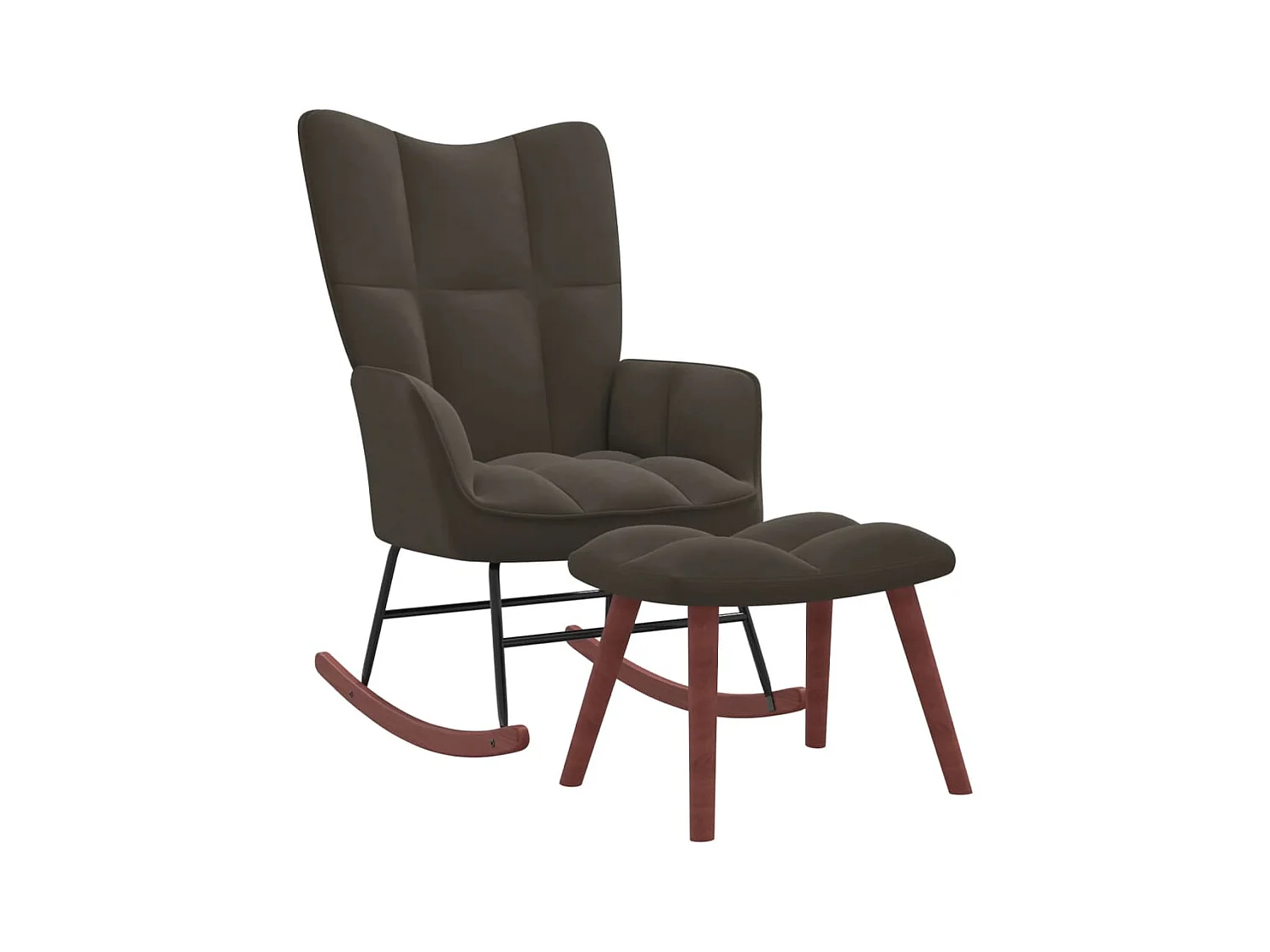 Fauteuil à bascule avec repose-pied Gris foncé Velours BE10406