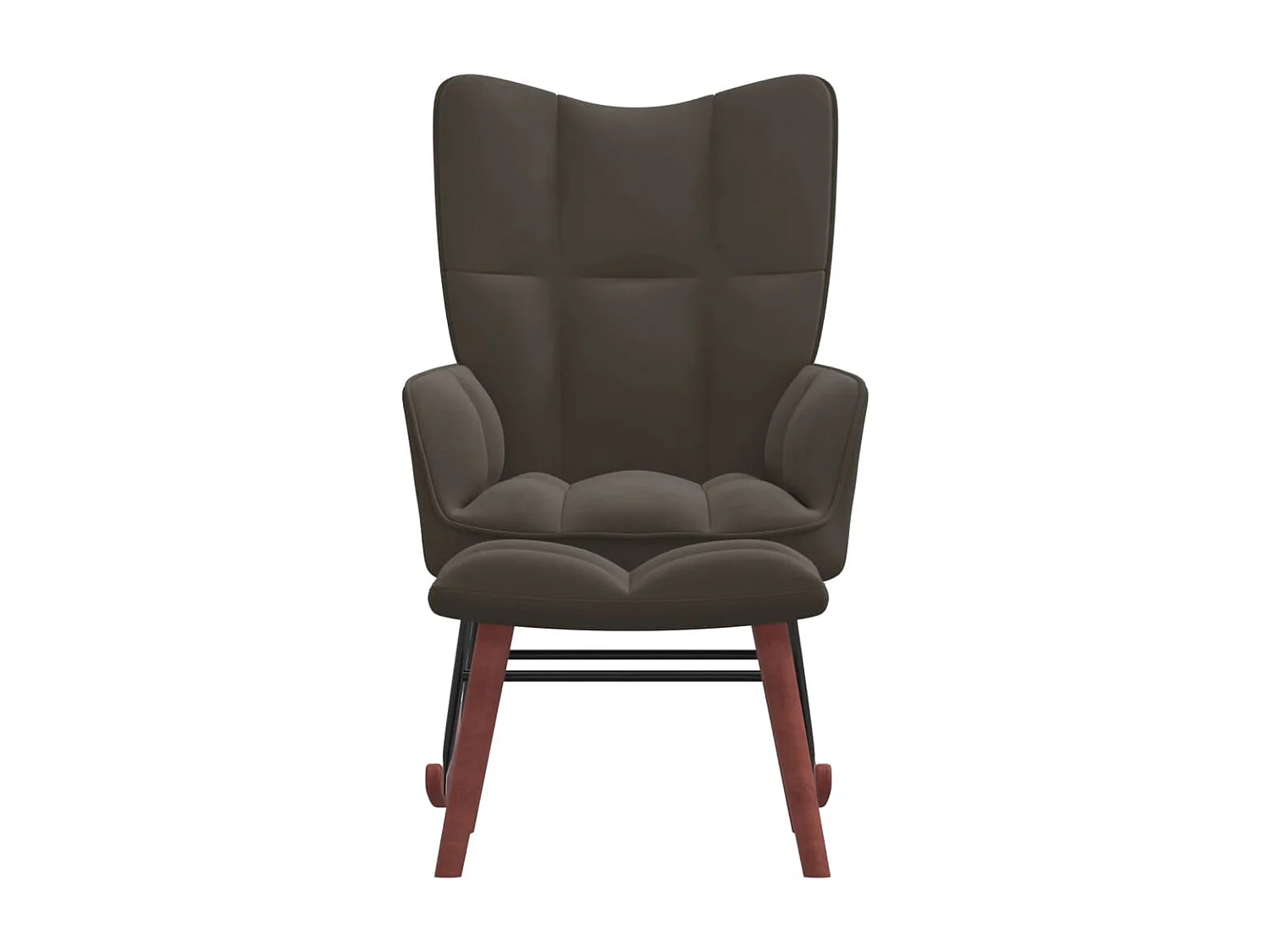 Schommelstoel met voetenbank fluweel donkergrijs NL164304