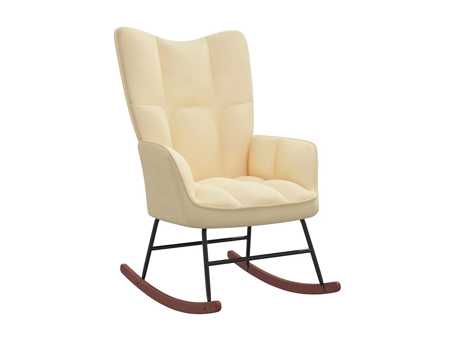 Fauteuil à bascule Blanc crème Velours BE61868