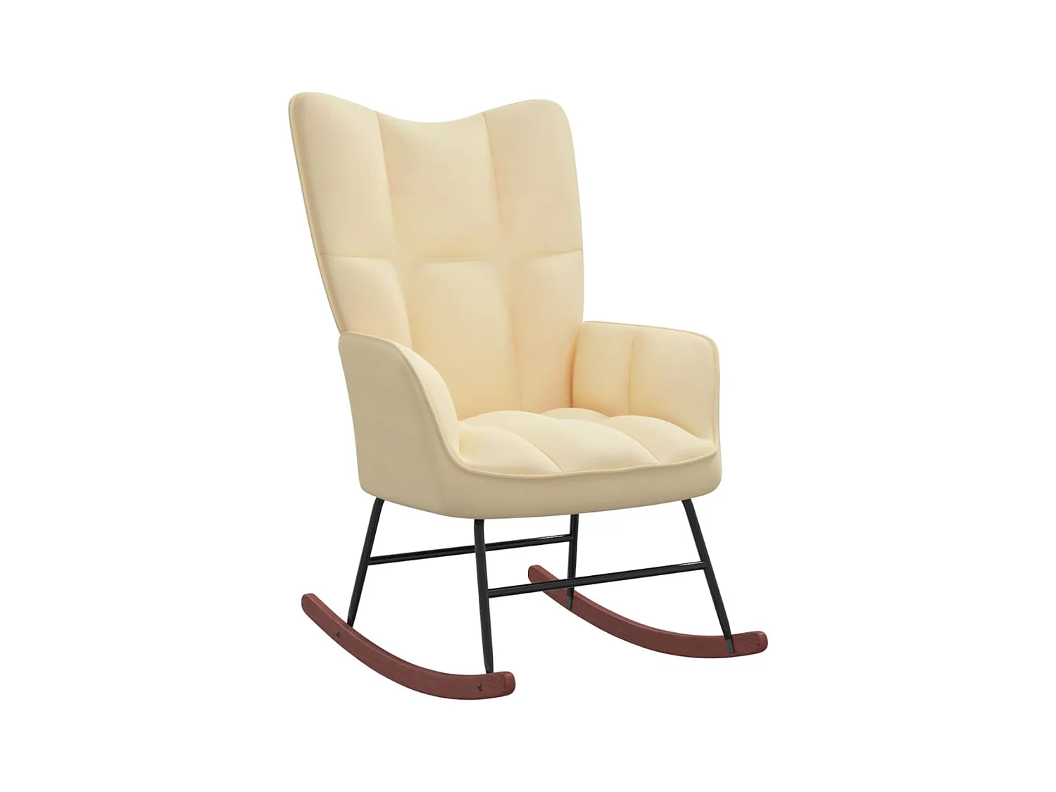 Fauteuil à bascule Blanc crème Velours BE61868