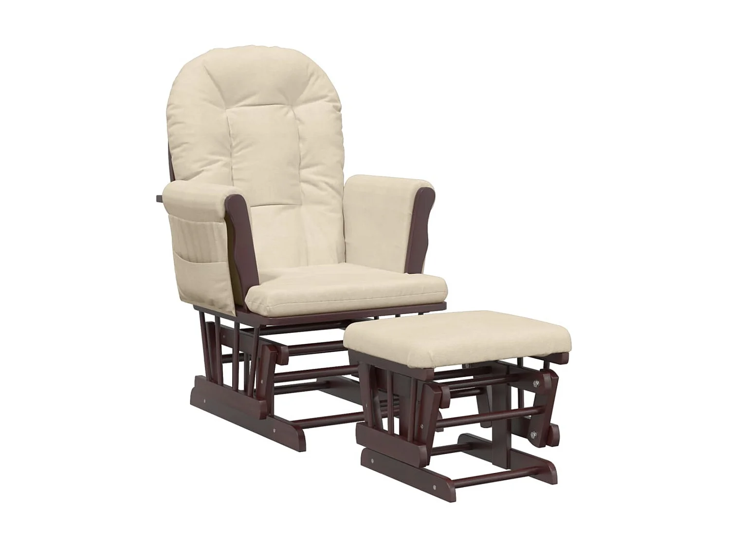 Sillón de lactancia con taburete tela blanco crema ES31030