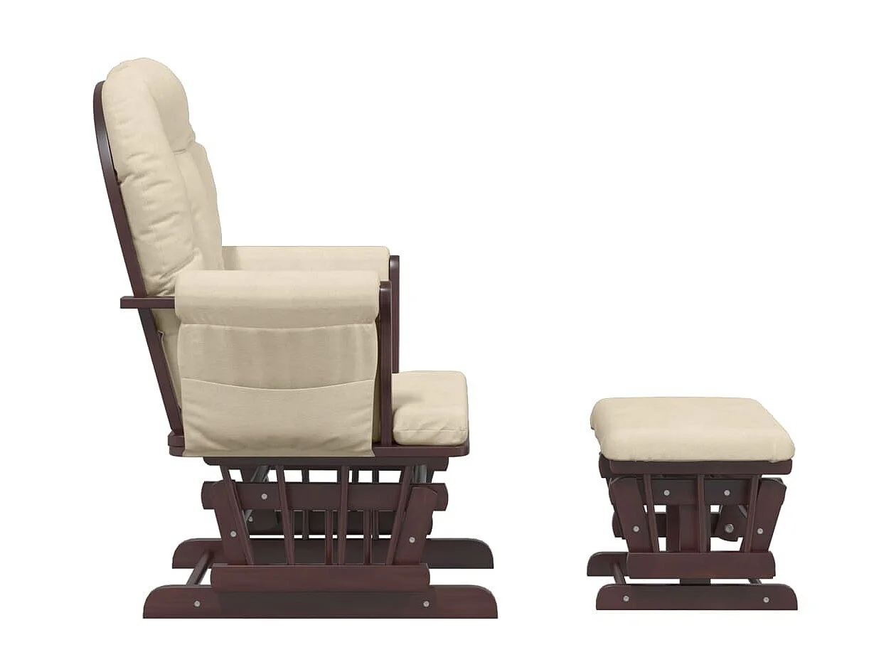 Sillón de lactancia con taburete tela blanco crema ES31030