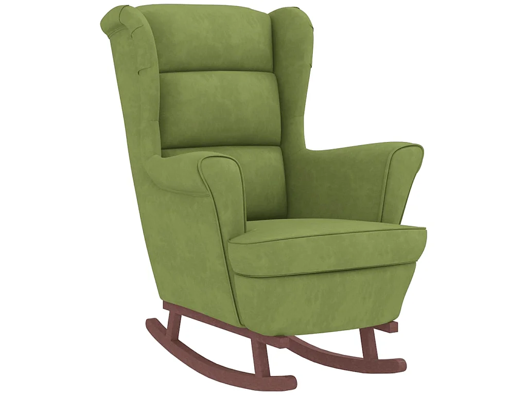 Fauteuil à bascule avec pieds en bois et tabouret Vert clair OIU3439