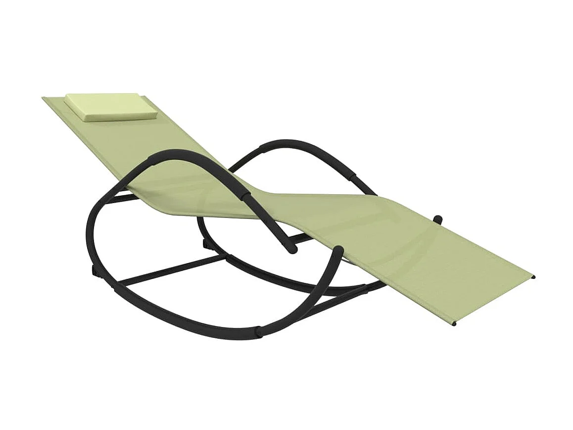 Lot de 2 Chaises longues à bascule Crème Acier et textilène BE89908