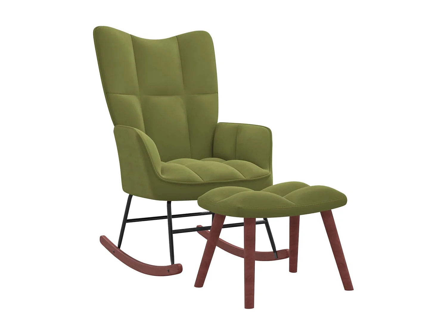 Fauteuil à bascule avec repose-pied Vert clair Velours BE80690