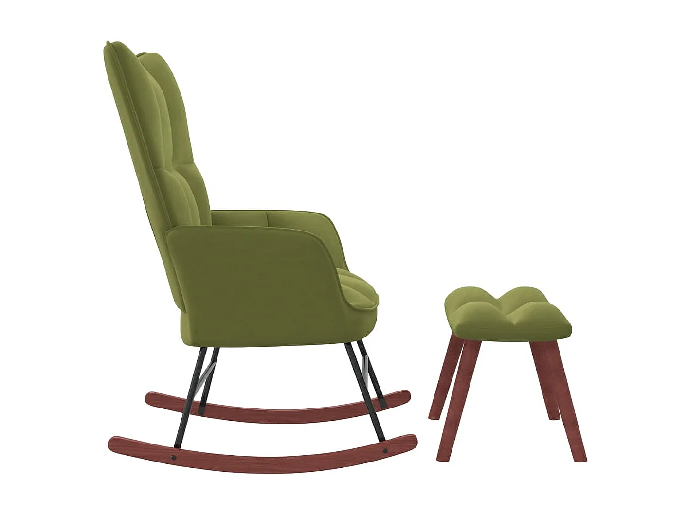 Fauteuil à bascule avec repose-pied Vert clair Velours BE80690