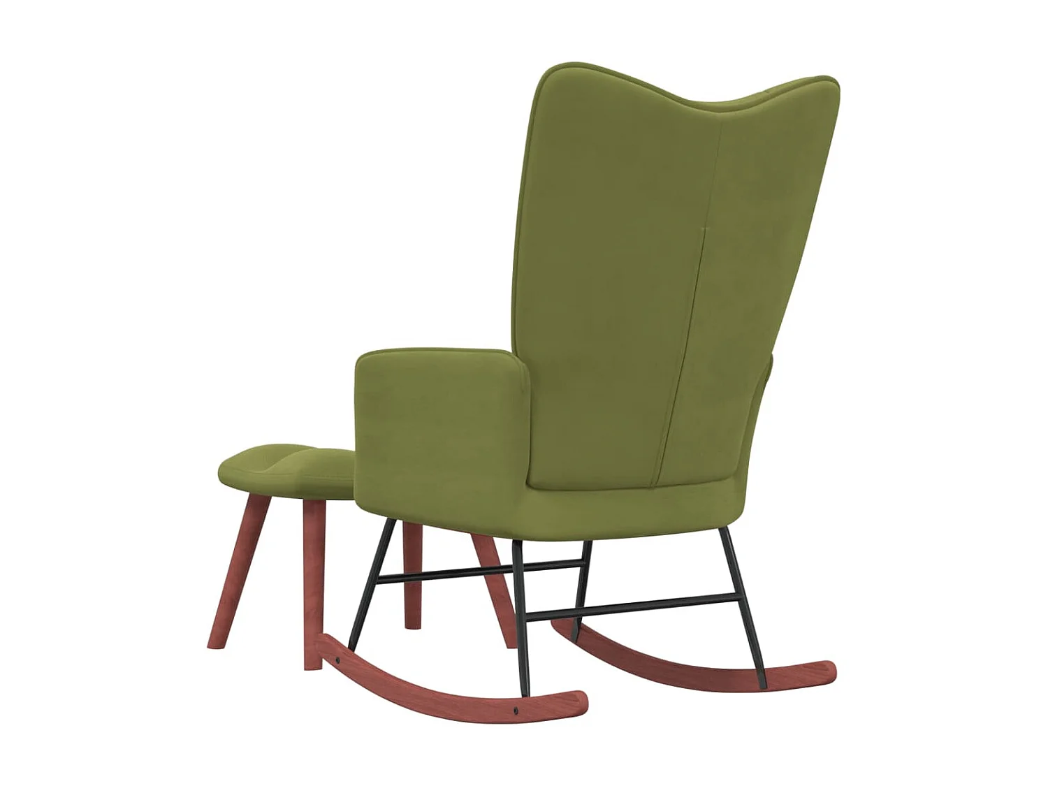 Silla mecedora con reposapiés terciopelo verde claro ES89059