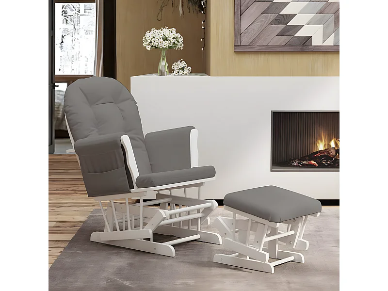 Cadeira de amamentação com banco tecido cinzento-escuro PT326752